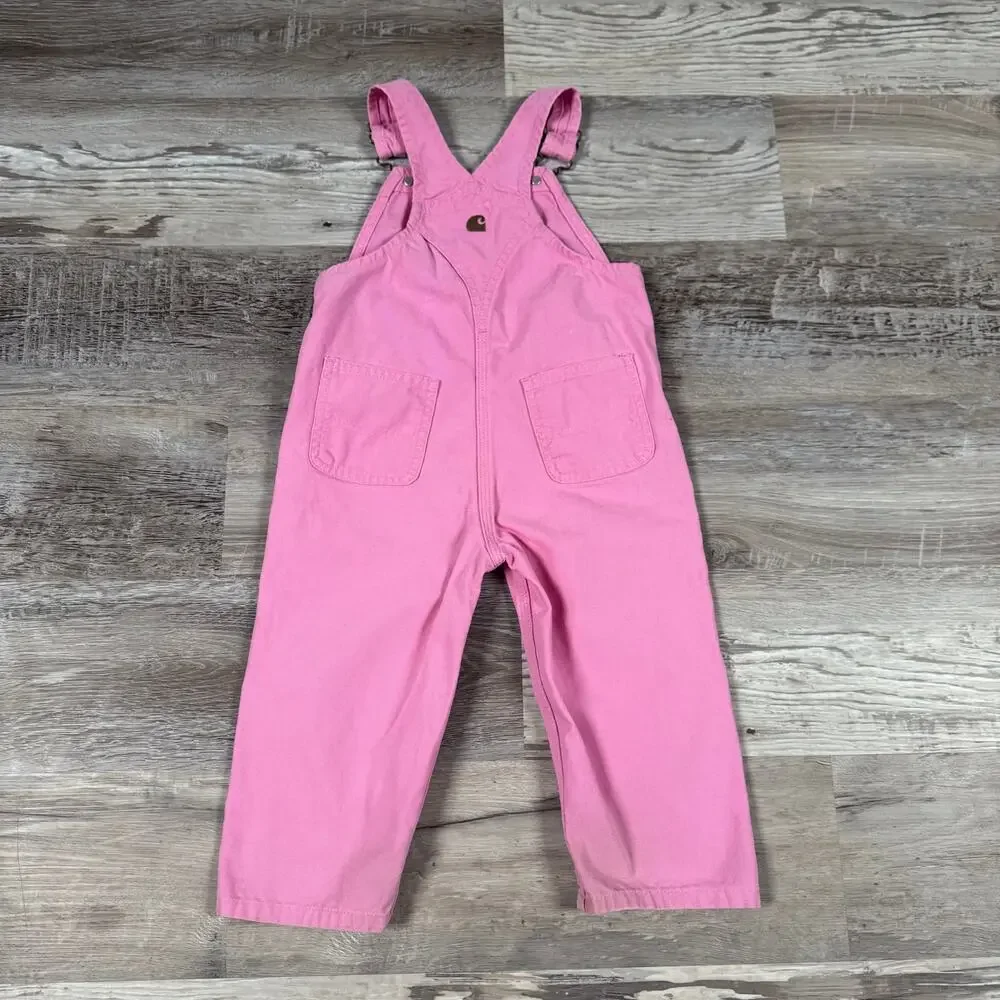 Carhartt Pink Canvas Overalls Heart Toddler Mini Fashion 90s Y2K Workwear 2T
